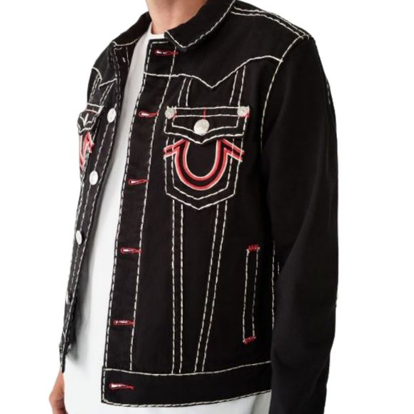 True Religion Mens Jimmy Super T Stitch Denim Jacket - 107499 - Picture 1 of 4